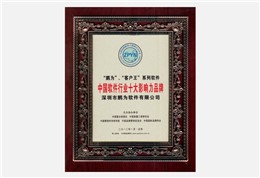 行业十大影响力品牌证书